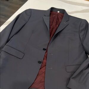 Express Gray Suit Jacket with Notched Lapels and Structured Shoulders
